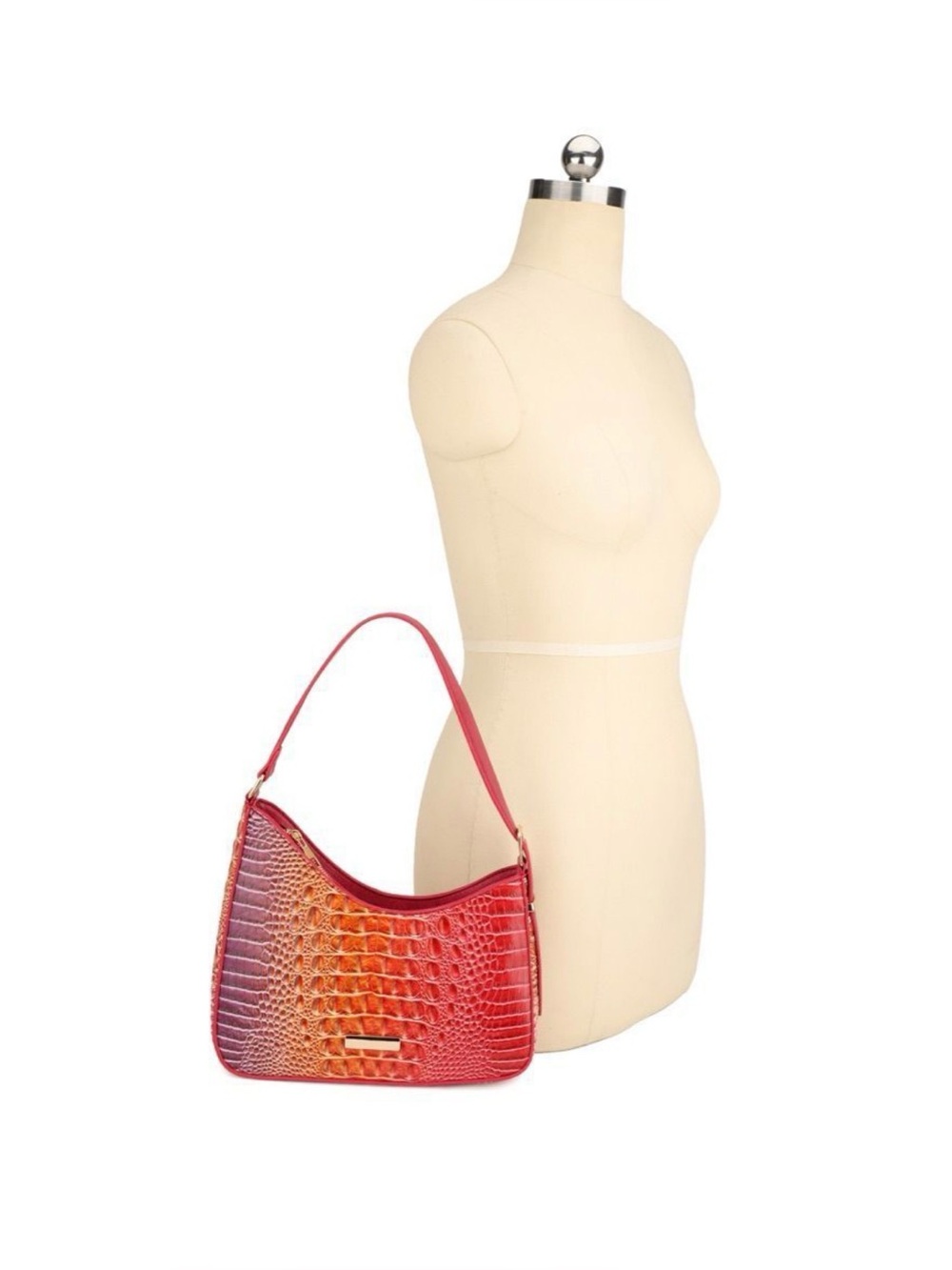 Women's Ombre Croc-Embossed Shoulder Bag in Purple and Orange. NWT - Picture 2 of 7